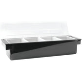 Tablecraft ABS Plastic Black Four Compartment Condiment Holder, 1 1/2 Pint.