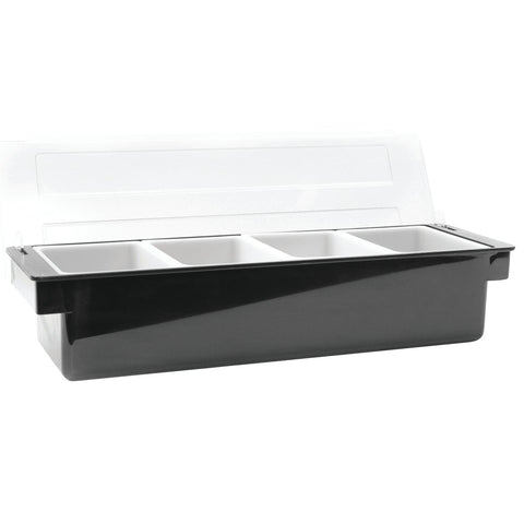 Tablecraft ABS Plastic Black Four Compartment Condiment Holder, 1 1/2 Pint.