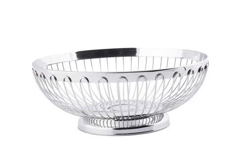 Tablecraft Stainless Steel Regent Round Medium Spoke Basket, 8 x 3.25 inch.