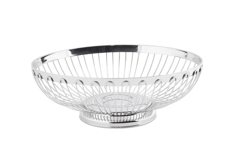 Tablecraft 18-8 Stainless Steel Medium Oval Spoke Regent Basket, 9.5 x 7.25 x 3.5 inch.