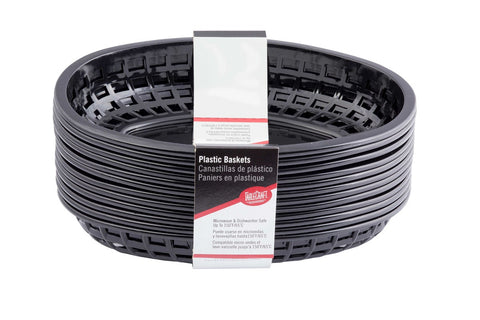 Tablecraft Cash and Carry Plastic Classic Oval Black Basket, 9 3/8 x 6 x 1 7/8 inch -- 3 pack per case.
