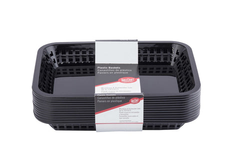 Tablecraft Cash and Carry Plastic Grande Rectangular Black Basket, 10 3/4 x 7 3/4 x 1 1/2 inch -- 3 pack per case.
