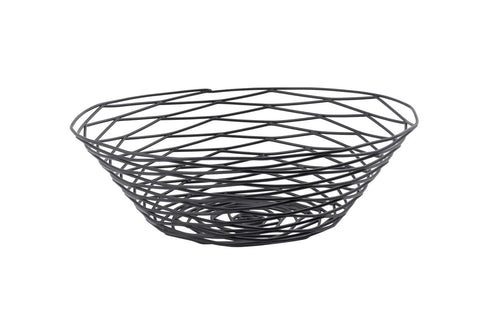 Tablecraft Artisan Collection Black Powder Coated Metal Round Serving Basket, 10 x 3 inch