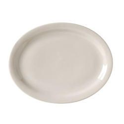 Vertex China Royal Collection Narrow Rim Undecorated American White Oval Platter, 13 1/4 inch -- 12 per case.