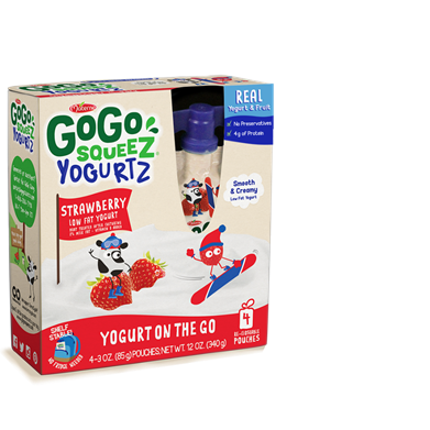 Materne GoGo Squeez 12 Ounce Strawberry Yogurtz, 4 count per pack -- 12 per case.