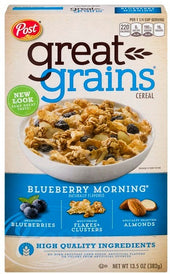 Post Great Grains Blueberry Morning Cereal, 13.5 Ounce -- 12 per case.