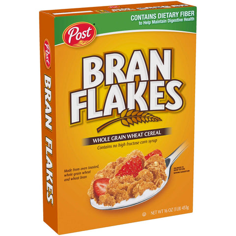 Post Bran Flakes Whole Grain Wheat Cereal, 16 Ounce -- 12 per case.