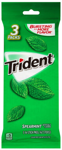 Trident Spearmint Flavor Sugar Free Gum, 42 count per pack -- 20 per case.