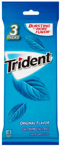 Trident Original Flavor Sugar Free Gum, 42 count per pack -- 20 per case.