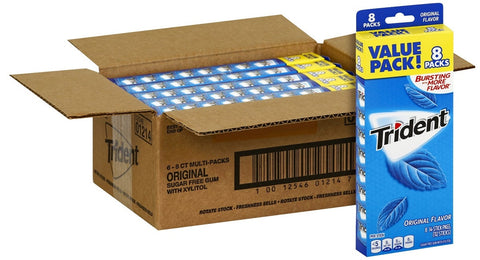 Trident Original 8 Pack Sugar Free Gum, 112 count per pack -- 6 per case.
