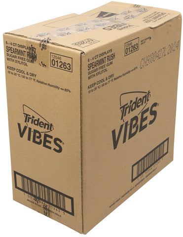 Trident Vibes Spearmint Sugar Free Gum, 40 count per pack -- 24 per case.