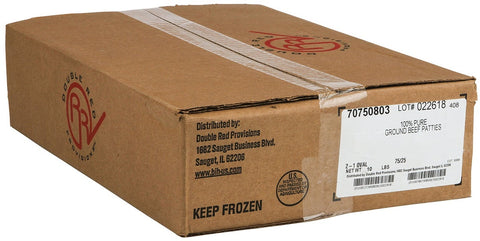 Double Red Provisions 75/25 Oval Ground Beef Patty, 8 Ounce -- 20 per case.