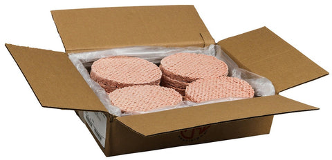 Double Red Provisions 75/25 Oval Ground Beef Patty, 8 Ounce -- 20 per case.