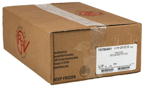 Double Red Provisions 78/22 4-1 Round Ground Beef Patty, 4 Ounce -- 60 per case.
