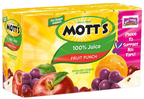 Motts Fruit Punch 100 Percent Juice, 6.75 Ounce -- 32 per case.