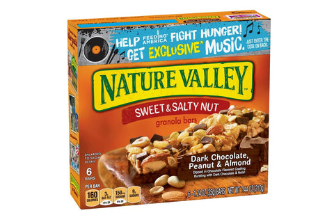 Nature Valley Sweet and Salty Nut Dark Chocolate Peanut Almond Snack Bar, 7.44 Ounce -- 12 per case.
