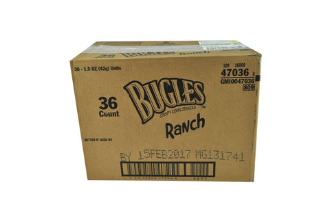 Bugles Ranch Snacks, 1.5 Ounce -- 36 per case.