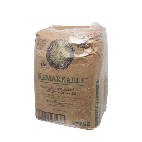General Mills Remarkable Bakers High Gluten Unbleached Enriched Flour, 25 Pound -- 2 per case.