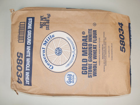 General Mills Untreated Fine Ground Stone Ground White Whole Wheat Flour, 50 Pound.