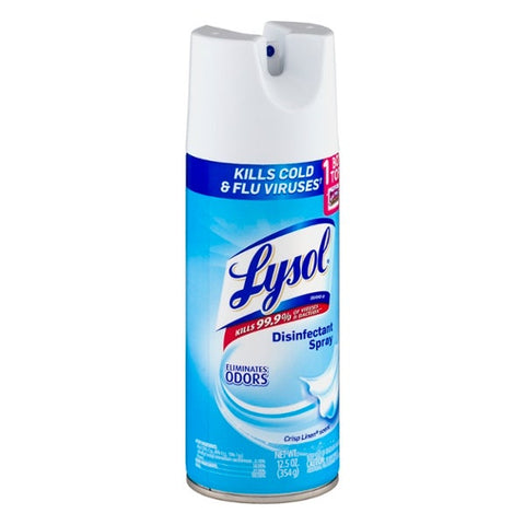 Reckitt Benckiser Lysol Crisp Linen Scent Disinfectant Spray, 12 Ounce -- 12 per case.