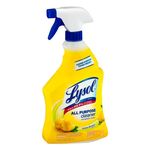 Lysol Lemon Scent All Purpose Cleaner, 32 Ounce Trigger Spray Bottle -- 12 per case