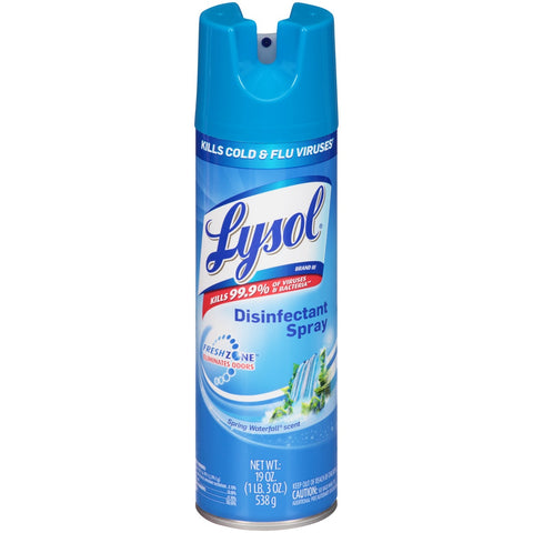 Reckitt Benckiser Lysol Spring Waterfall Disinfectant Spray, 19 Ounce -- 12 per case.