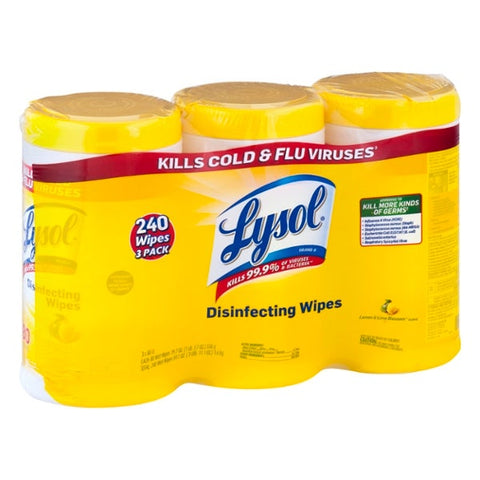 LYSOL Brand Lemon and Lime Scent Disinfecting Wipes, 80 count per pack -- 2 per case.