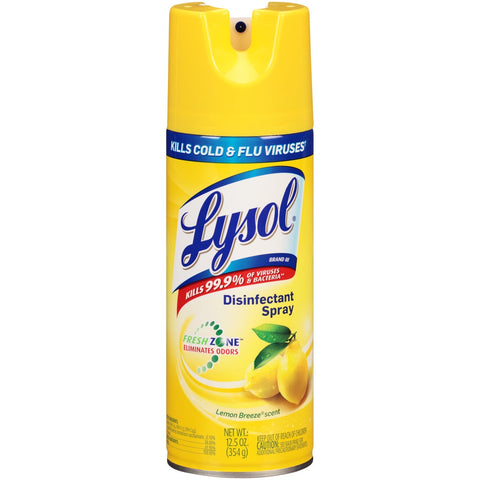 LYSOL Brand Lemon Breeze Disinfectant Spray, 12.5 Ounce -- 12 per case.