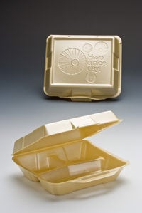 Genpak Medium 3 Compartment Black Snap It Foam Hinged Dinner Container, 8.25 x 8 x 3 inch -- 200 per case.