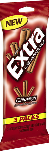 Extra Cinnamon Sugar Free Gum Sticks, 15 count -- 60 per case