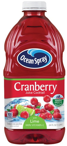 Ocean Spray Cranberry Juice Cocktail with Lime, 64 Fluid Ounce -- 8 per case.
