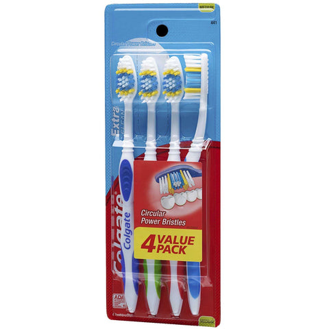 Colgate Extra Clean Full Head Medium Bristle Adult Toothbrush - 4 per pack -- 18 packs per case.