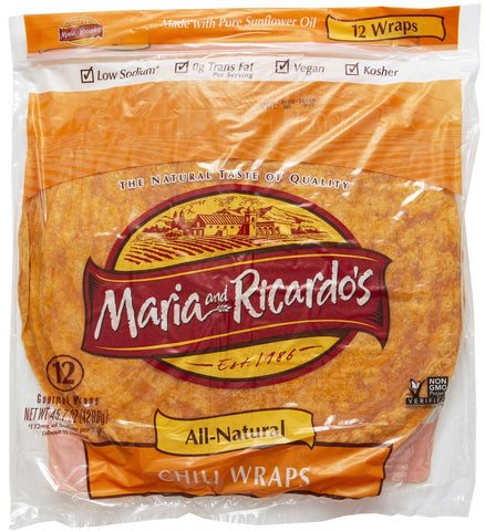 Maria and Ricardos Chile Flour Tortilla, 45.7 Ounce -- 10 per case.