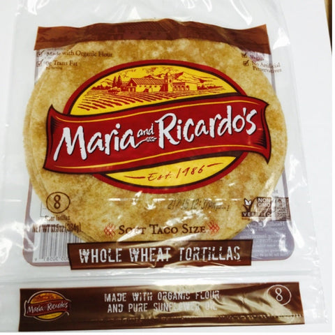 Maria and Ricardos Organic Whole Wheat Tortilla, 13.6 Ounce -- 8 per case.