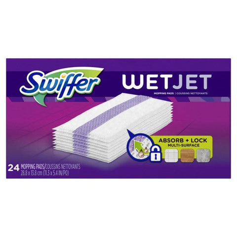 Swiffer WetJet System Refill Cloths, 11.3 inch x 5.4 inch, White, 24/Box, 4/Ctn