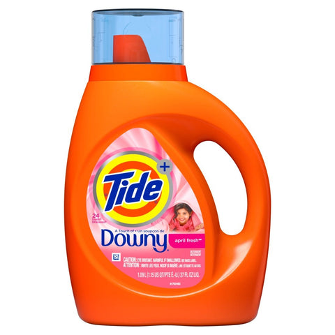 Tide Plus A Touch of Downy April Fresh Scent Liquid Laundry Detergent, 37 Fluid Ounce -- 6 per case.