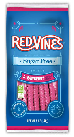 Red Vines Strawberry Sugar Free Vines - 5 oz. bag, 12 per case