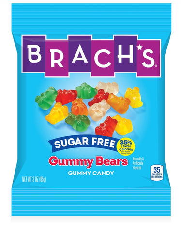 Brachs Sugar Free Gummy Bears Candy, 3.5 Ounce Peg Bag -- 12 per case.