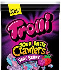 Trolli Minis Sour Brite Crawler Very Berry Gummi Candy, 9 Ounce -- 6 per case.