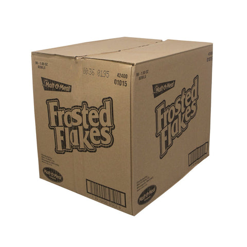 Malt-O-Meal Frosted Flakes Single Serve Bowl Pack Cereal, 1 Ounce -- 96 per case.
