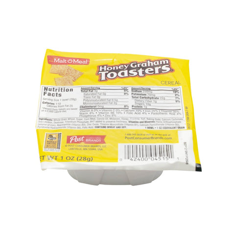 Malt-O-Meal Single Serve Honey Graham Crunch Bowl Pack Cereal, 1 Ounce -- 96 per case.
