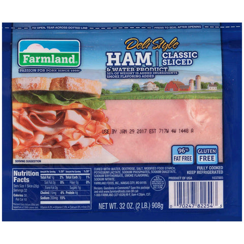Farmland Lunch Meat Deli Style Ham and Water, 2 Pound -- 12 per case.