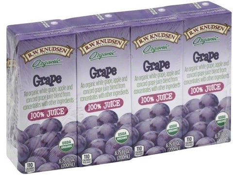 RW Knudsen Organic Grape Juice, 27 Fluid Ounce Box -- 7 per case.