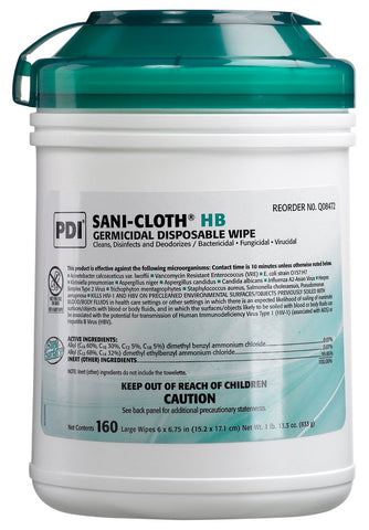 Nice-Pak Large Sani-Cloth HB Germicidal Disposable Wipe, 160 per pack -- 144 packs per case.