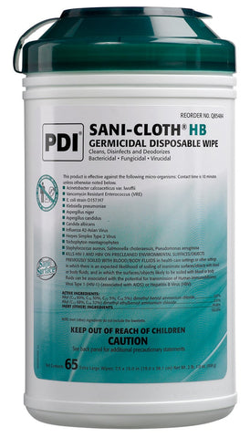 Nice-Pak Extra Large Sani-Cloth HB Germicidal Disposable Wipe, 65 per pack -- 6 packs per case.