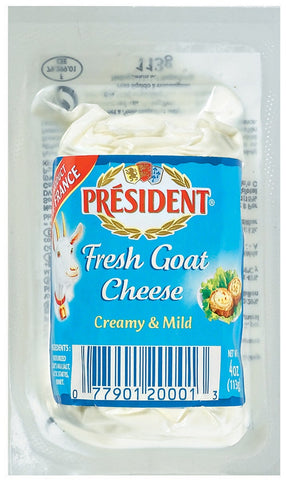 President Plain Fresh Goat Cheese Log, 4 Ounce -- 12 per case.