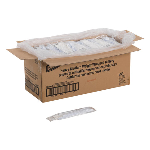 Dixie Wrapped Tableware/Napkin Packets, Fork/Knife/Spoon/Napkin, White, 250/Carton
