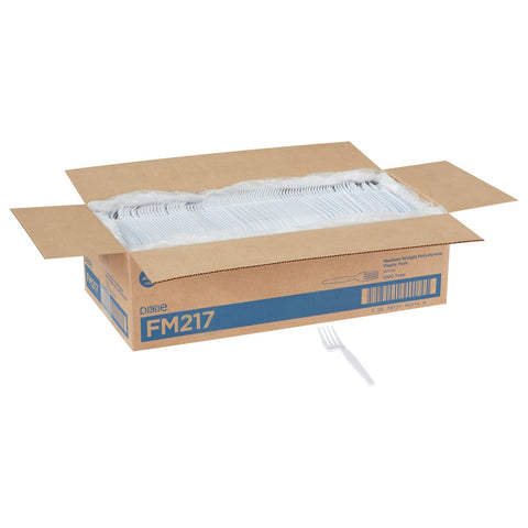 Dixie Plastic Cutlery, Heavy Mediumweight Forks, White, 1000/Carton