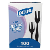 Dixie Plastic Cutlery, Heavy Mediumweight Forks, Black, 1000 per Carton