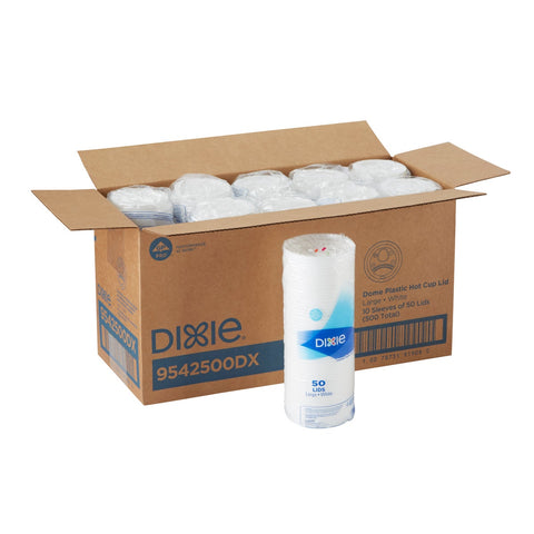 Dixie Dome Drink-Thru Lids, Fits 10, 12 & 16oz Paper Hot Cups, White, 500/Carton